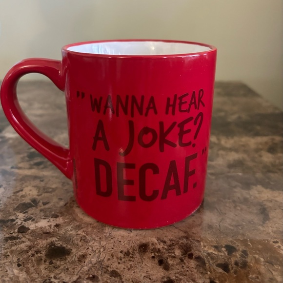 M&M’s Mug Red “Wanna Hear a Joke? Decaf.” Mar’s 2019 Collectors Cup Drinkware - Picture 2 of 5